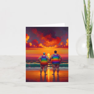Carte De Remerciements gay jour lgbtq à la plage amour est amour arc-en-c