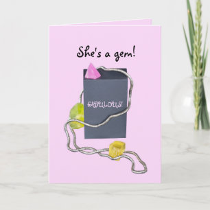 CARTE DE REMERCIEMENTS GEMME EN ROSE ET JAUNE ELLE EST UNE GEMME ANNIVERS