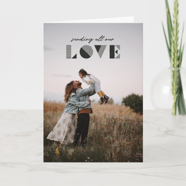 Carte De Remerciements Geo Love Overlay Valentine's Day Card - Noir (Devant)