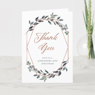 Carte De Remerciements Geo vert   Mariage or Rose