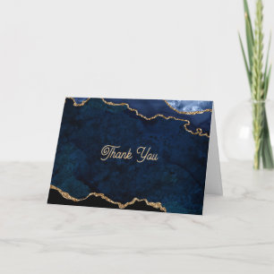 Carte De Remerciements Géode Bleu Doré 