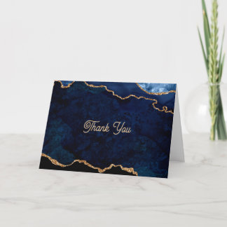 Carte De Remerciements Géode Bleu Doré 
