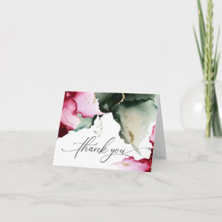 Carte De Remerciements Géode d'aquarelle rose et gris
