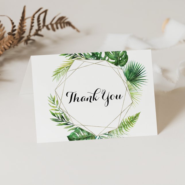 Carte De Remerciements Géometric Tropical Folded Wedding Thank You Card (Créateur téléchargé)
