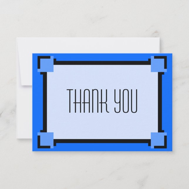 Carte de remerciements géométrique Art déco bleu (Devant)