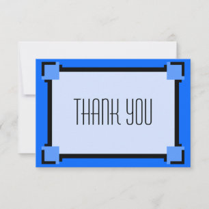 Carte de remerciements géométrique Art déco bleu