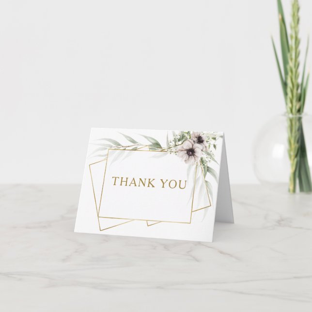 Carte de remerciements géométrique Eucalyptus Gold (Devant)