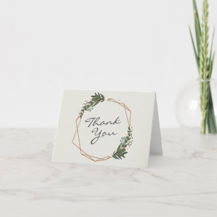 Carte De Remerciements Géométrique Gold Greenery Moderne Boho Mariage
