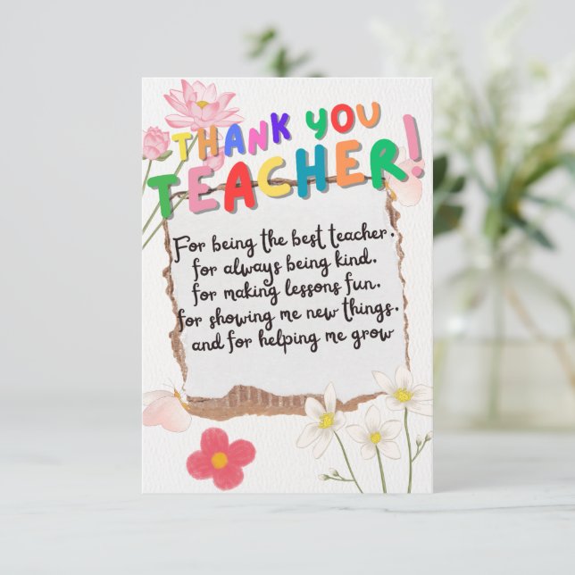 Carte De Remerciements Gift card for teachers (Debout devant)