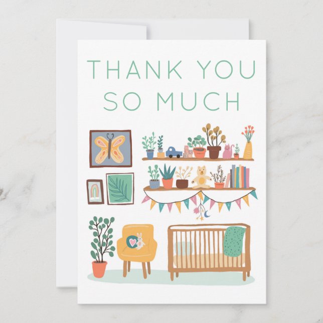 Carte De Remerciements GIFTS BABY SHOWER Nourriture mignonne (Devant)