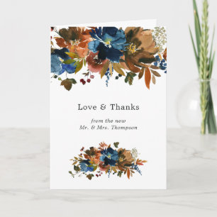 Carte De Remerciements Ginger et Navy Floral Mariage Photo