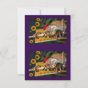 Carte De Remerciements Ginger Kitty Artiste Peinture Klimt Garden