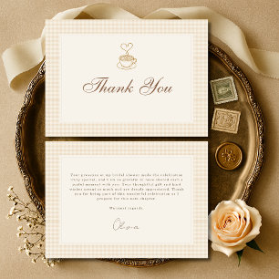 Carte De Remerciements Gingham Love is Brewing Café Enterrement de Vie de