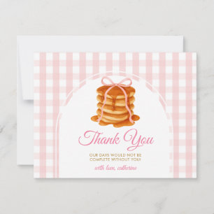 Carte De Remerciements Gingham Rose Crêpes et Nœuds pour 1er Anniversaire
