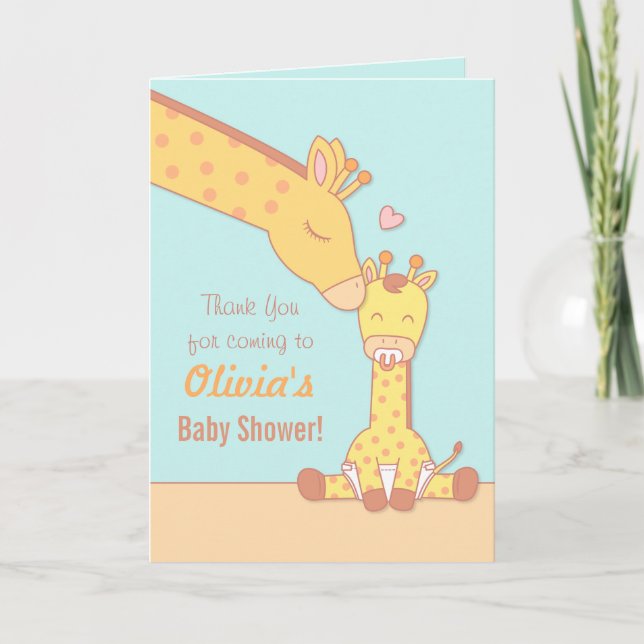 Carte De Remerciements Giraffe and Cute Baby Calf Thank You Greeting Card (Devant)