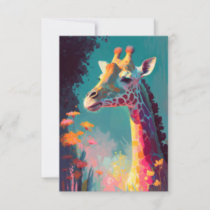 Carte De Remerciements Giraffe Animal Portrait Peinture Faune En Plein Ai
