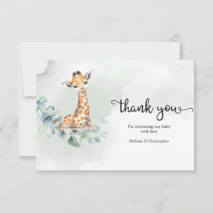 Carte De Remerciements Giraffe eucalyptus verdure wreath genre neutre