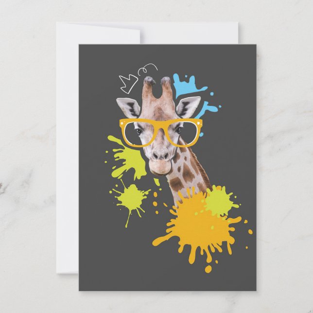 Carte De Remerciements Giraffe Lover Cute Giraffe With Glasses (Devant)