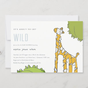 Carte De Remerciements Giraffe sauvage mignonne Baby shower tiré Invitati