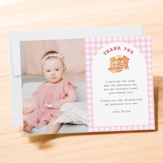 Carte De Remerciements Girl Pancake Petit déjeuner 1er Anniversaire Photo (Créateur téléchargé)