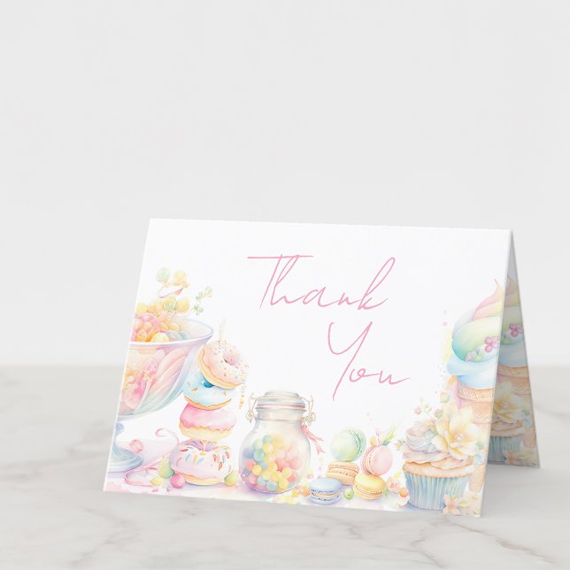 Carte De Remerciements Girl Sweet One Sweet Traite Premier Anniversaire (Add your message or leave blank for your handwritten message.)