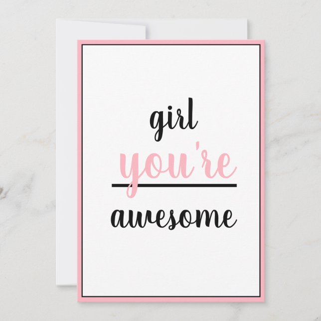 Carte De Remerciements  Girl You're Awesome Kind Gesture Girly Modern (Devant)
