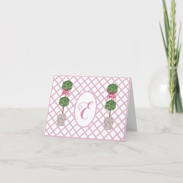 Carte De Remerciements Girly Chinoiserie Ginger Jar Jars Topiary (Devant)