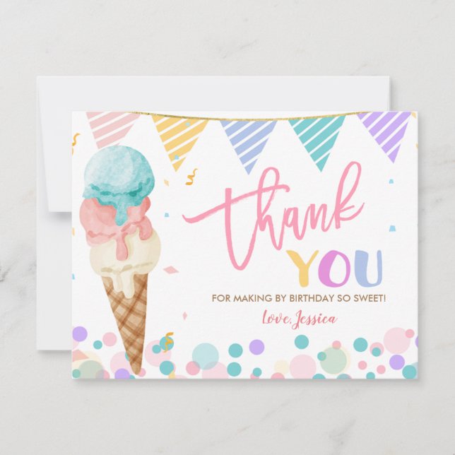 Carte De Remerciements Glace colorée (Devant)