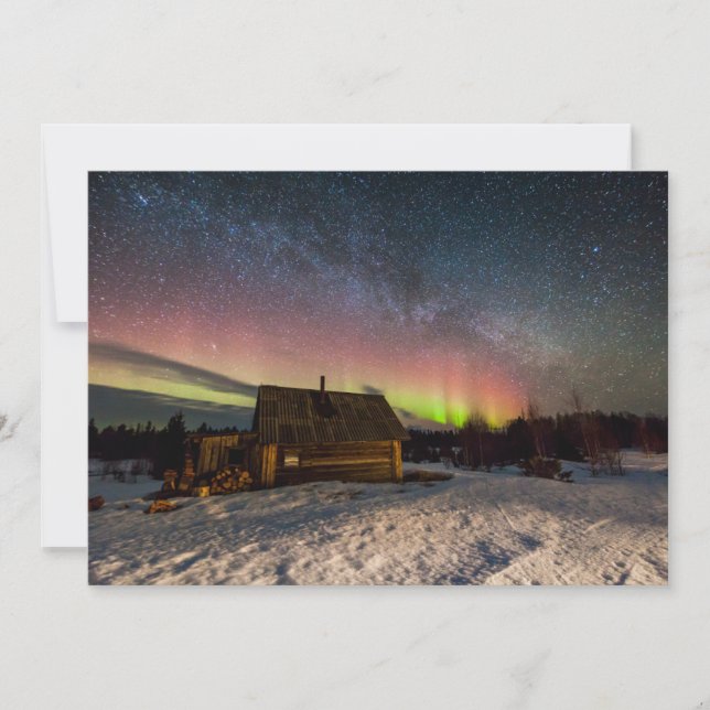 Carte De Remerciements Glace et neige | Aurora Polaris Murmansk, Islande (Devant)