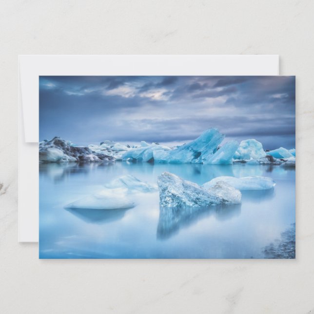 Carte De Remerciements Glace et neige | Lagune Jokulsarlon, Islande (Devant)