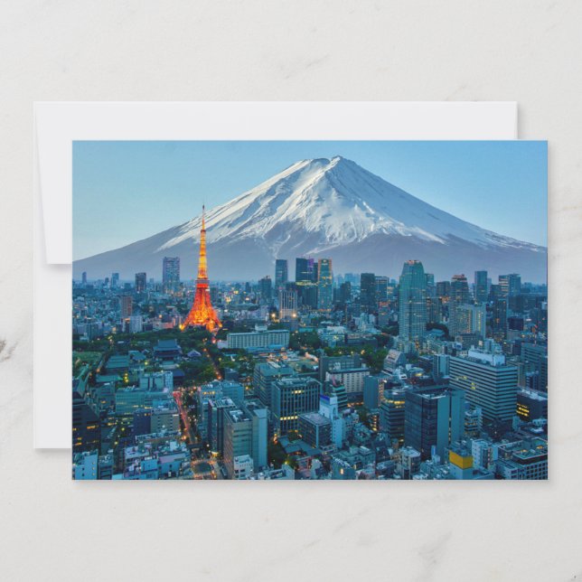 Carte De Remerciements Glace et neige | Mt. Fuji et Tokyo Skyline (Devant)