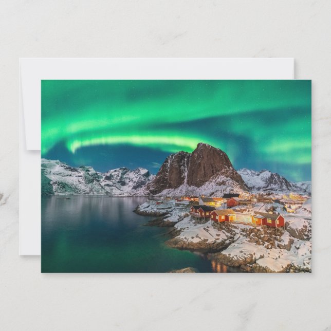 Carte De Remerciements Glace et neige | Northern Lights, Norvège (Devant)