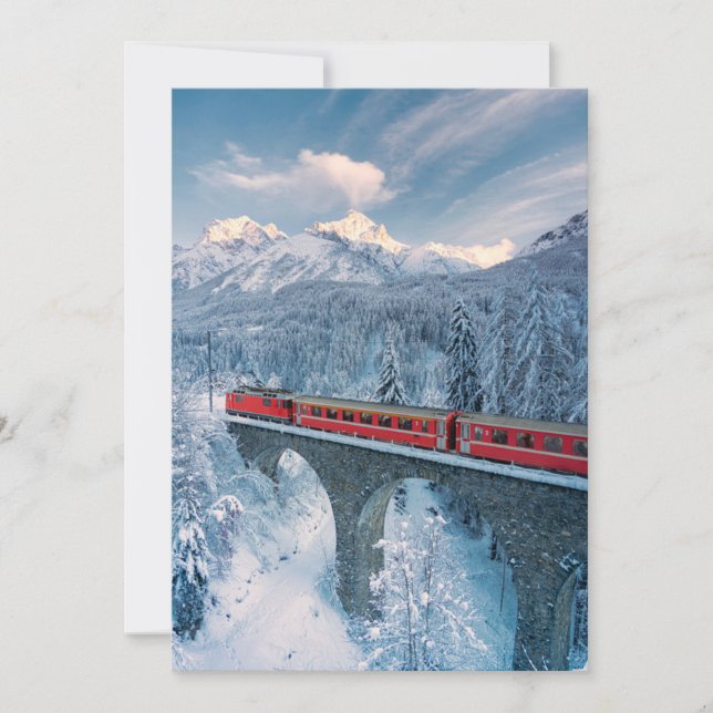 Carte De Remerciements Glace et neige | Train Express Red Bernina Suisse (Devant)