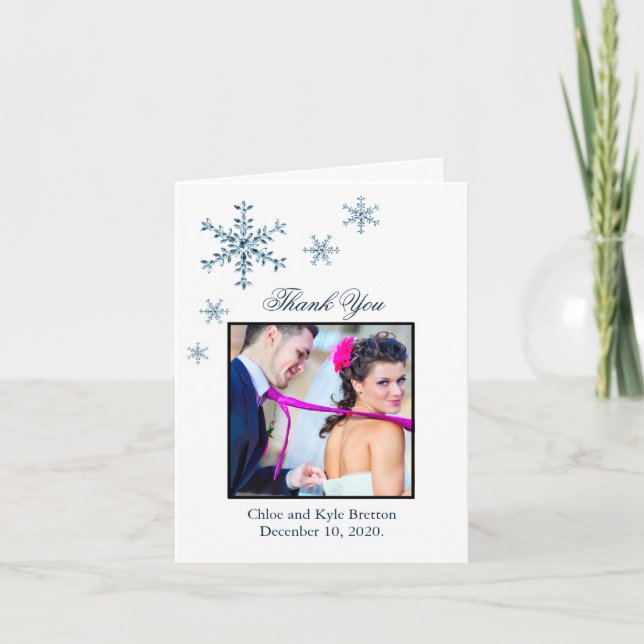 Carte de remerciements glacial de mariage de (Devant)