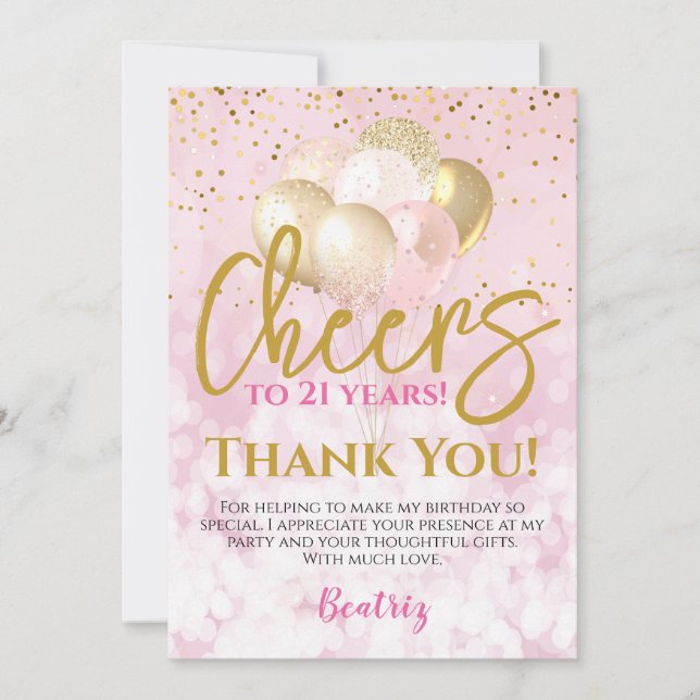 Carte De Remerciements Glam Bravo à 21 ans 21e anniversaire (Devant)