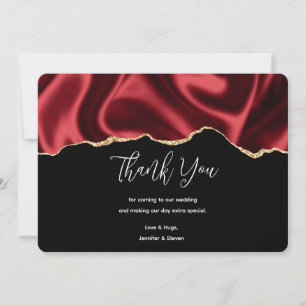 Carte De Remerciements Glam rouge foncé Satin foncé Design abstrait