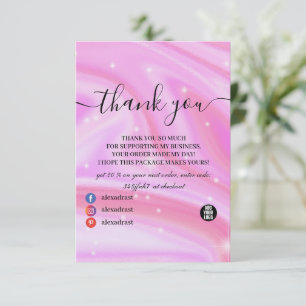 Carte De Remerciements Glam Sparkle rose holographique