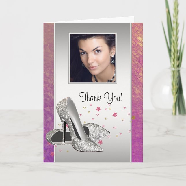 Carte De Remerciements Glitter HIgh Shoes Photo Thank You Cards (Devant)
