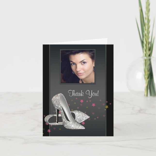Carte De Remerciements Glitter HIgh Shoes Photo Thank You Cards (Devant)