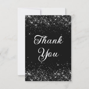 Carte De Remerciements Glittery Black 40e anniversaire