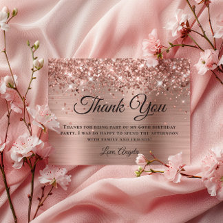 Carte De Remerciements Glittery Rose Gold Foil 60e anniversaire
