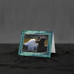 Carte De Remerciements Glitzy Foil Photo Seafoam Green Aqua Sparkle