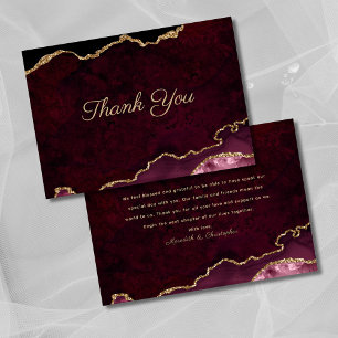 Carte De Remerciements Gold Burgundy Agate Mariage