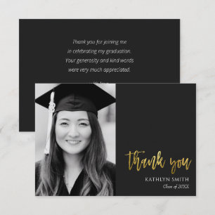 Carte De Remerciements Gold Calligraphy Moderne de la photo