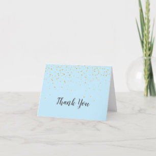 Carte de remerciements Gold Confetti Blue Baby sho