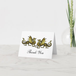 Carte de remerciements Gold Elegant Dragons