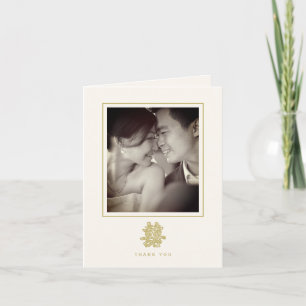 Carte De Remerciements Gold Floral Double Bonheur Mariage chinois Photo