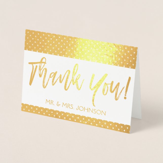 Carte de remerciements Gold Foil de la mariée et d (Devant)