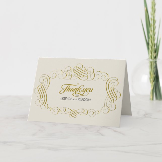Carte de remerciements Gold Frame & Off White Arri (Devant)