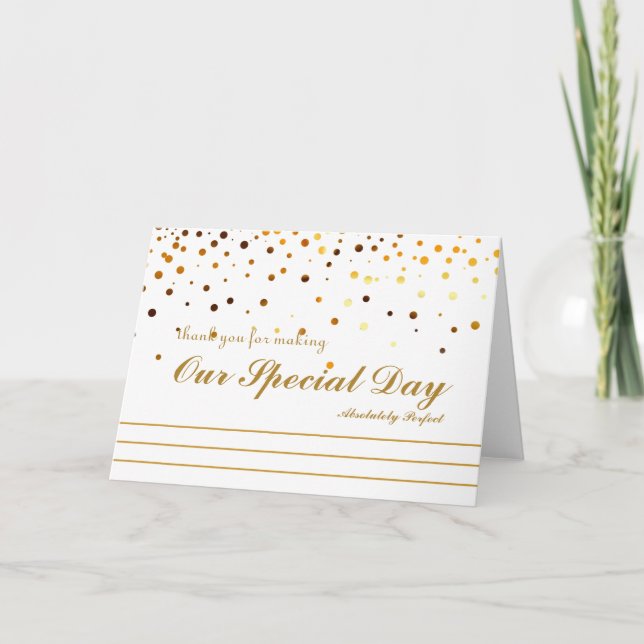 Carte De Remerciements Gold Glitter Stripes Thank you for special day (Devant)